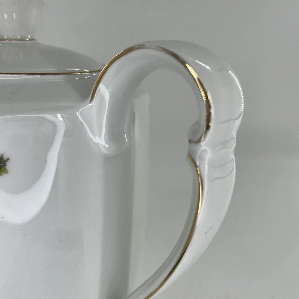 Antique Coffee Pot Footed Floral c 1903-1945 Winterling Bavaria Germany, 9.25